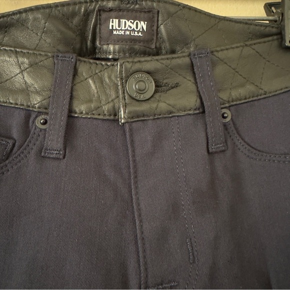 NWT Navy Hudson Jeans Leeloo Quilted Leather Stripe 25 Retail $298 - Picture 5 of 12